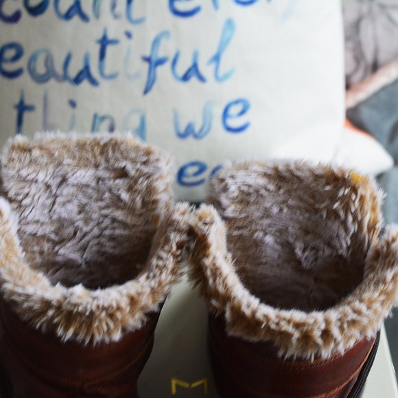 Zara Leather Faux Fur Hiking Boots - Picture 7 of 11